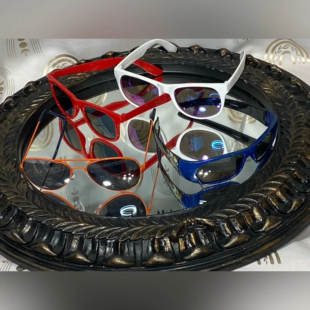 Stylish Sunglasses Set in Red, White, Blue, and Orange